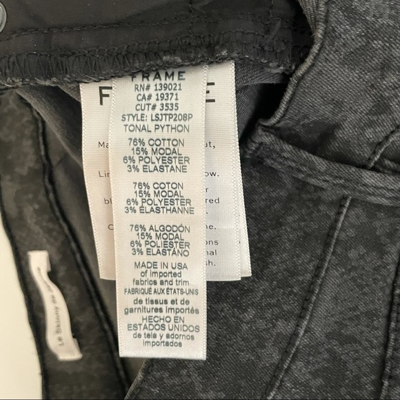 FRAME - Le Skinny Jeans De Jeanne Tonal Python Size 28 NEW - Picture 9 of 11